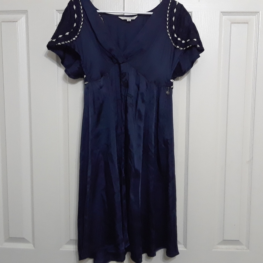 Odd Molly Blue Silky Embroidered Dress